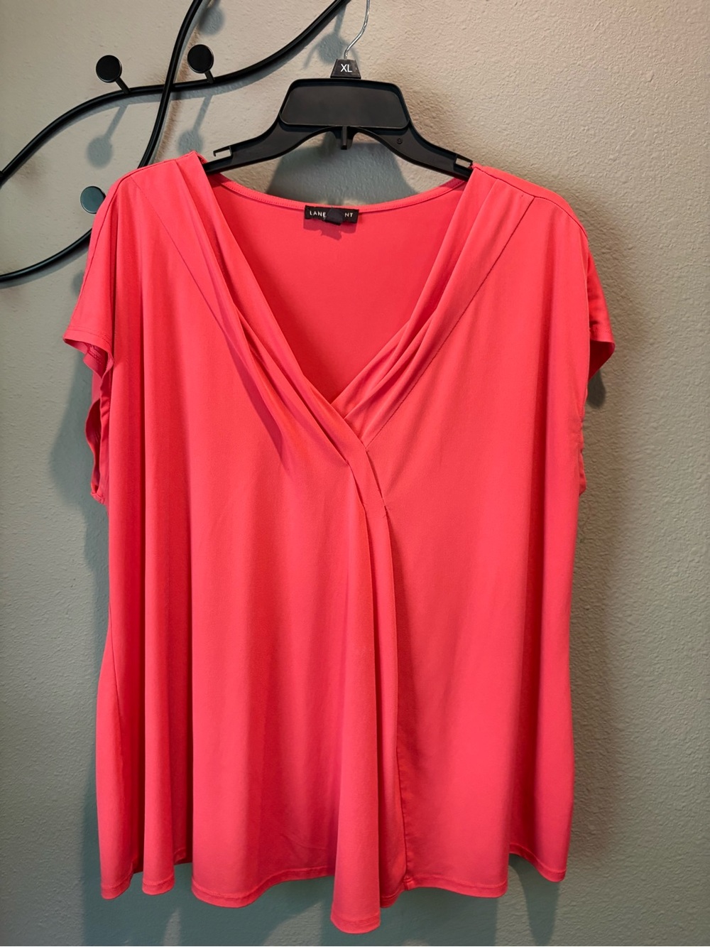 Lane Bryant Coral Pink V-Neck Draped Women's Top